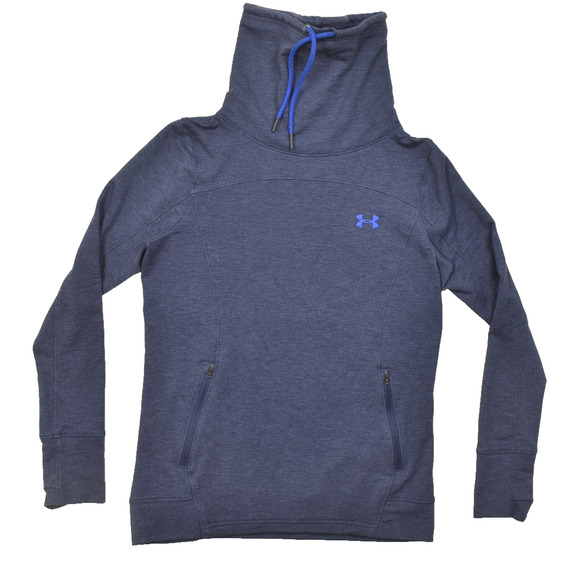 Under Armour Women's Tech Twist Funnel Neck Hoodie Size M Blue W/ Pockets - Picture 1 of 8